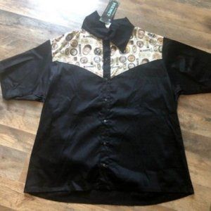 NWT Hemet Mens short sleeve VTG inspired rockabilly barbershop motif 2XL shirt